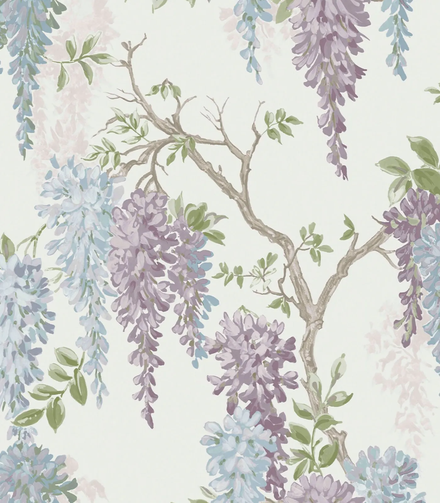 New Vliesbehang Wisteria Garden Pale Iris | Wanddecoratie