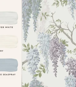 New Vliesbehang Wisteria Garden Pale Iris | Wanddecoratie