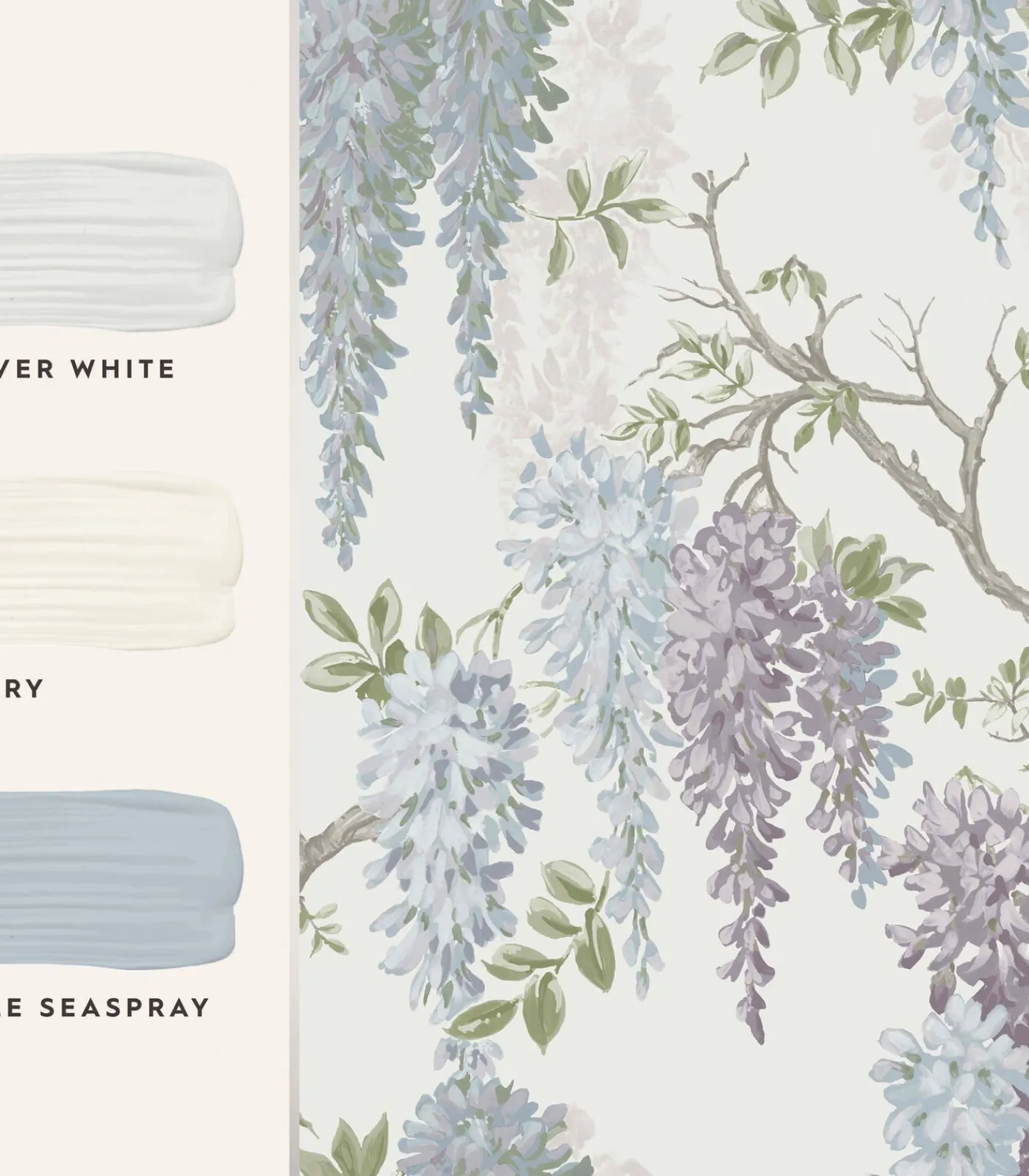 New Vliesbehang Wisteria Garden Pale Iris | Wanddecoratie