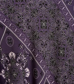 Sale Vloeiende rok in pruimkleurige twill met sjaalprint DAMES Rokken