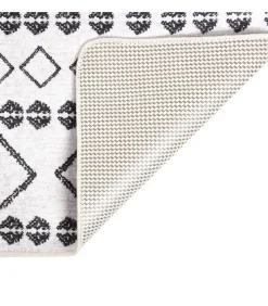 New Vloerkleed wasbaar anti-slip 160x230 cm zwart en wit Tapijten