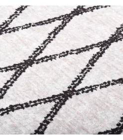 New Vloerkleed wasbaar anti-slip 160x230 cm zwart en wit Tapijten