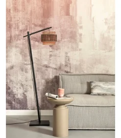 Outlet Vloerlamp Bhutan - Bamboe Zwart/Naturel - 55x31x150cm Vloerlampen