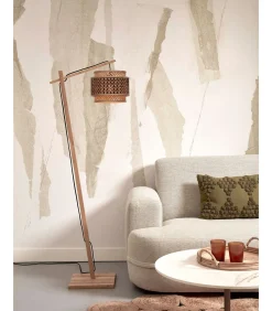 GOOD &MOJO Vloerlamp Bhutan - Bamboe/Zwart - 55x31x150cm
