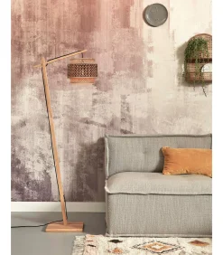 GOOD &MOJO Vloerlamp Bhutan - Bamboe/Zwart - 55x31x150cm