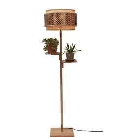GOOD &MOJO Vloerlamp Bhutan - Bamboe/Zwart - Ø40x160cm