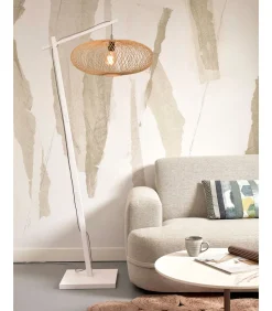 Best Vloerlamp Cango - Bamboe Wit/Naturel - 36x60x176cm Vloerlampen