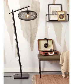 New Vloerlamp Cango - Bamboe Zwart/Zwart - 62x40x150cm Vloerlampen