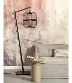 Discount Vloerlamp Hokkaido - Bamboe Zwart - 63x36x176cm Vloerlampen