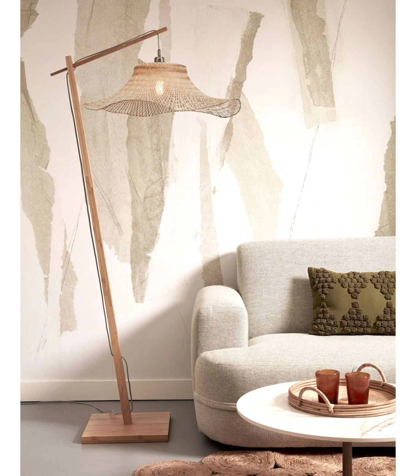 Hot Vloerlamp Ibiza - Bamboe - 83x65x176cm Vloerlampen