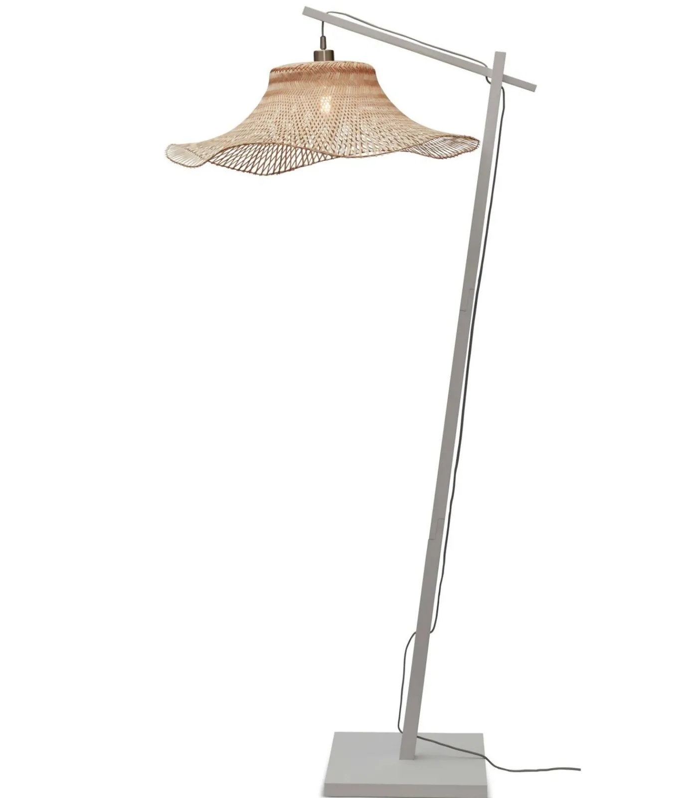 Online Vloerlamp Ibiza - Bamboe Wit/Naturel - 83x65x176cm Vloerlampen