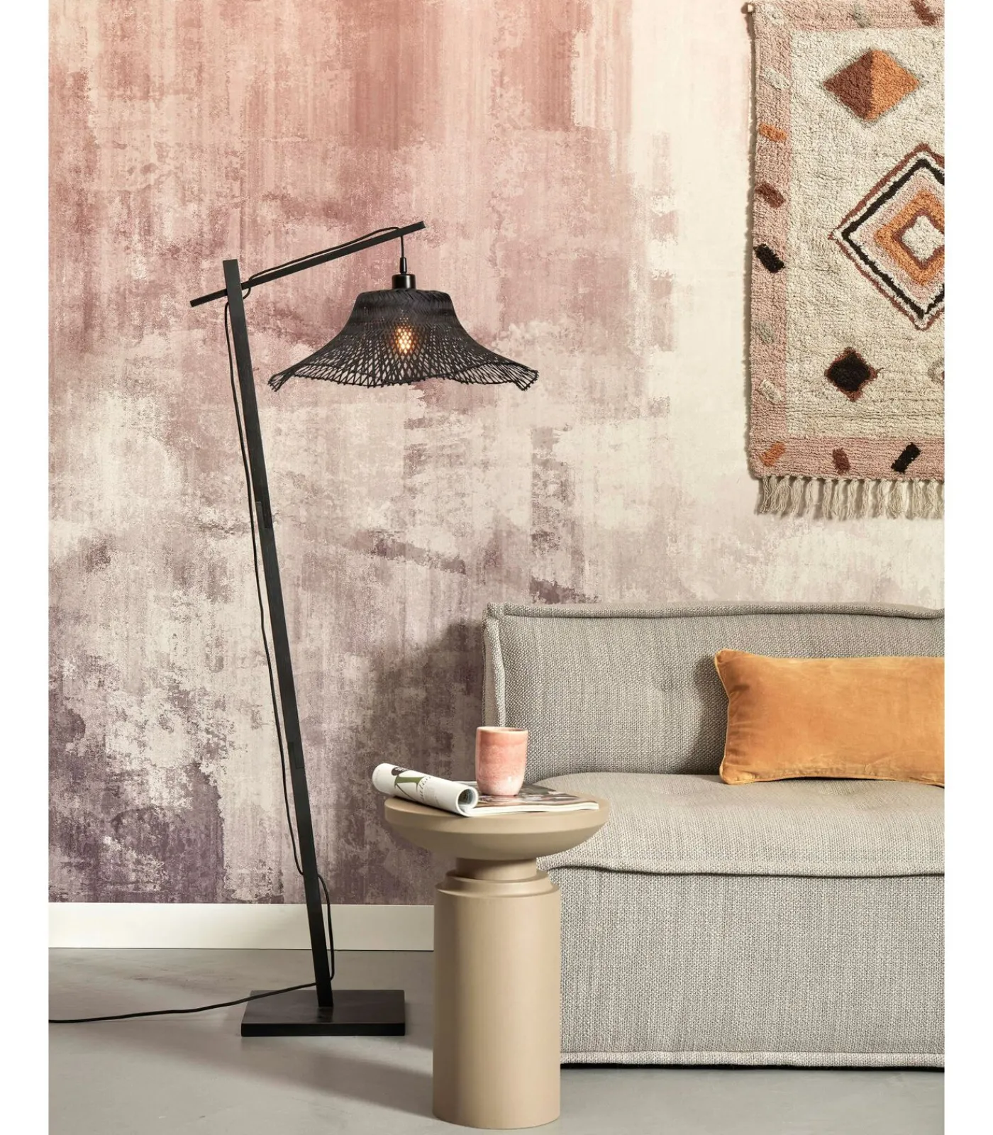 Vloerlamp Ibiza - Bamboe Zwart - 77x50x150cm Vloerlampen