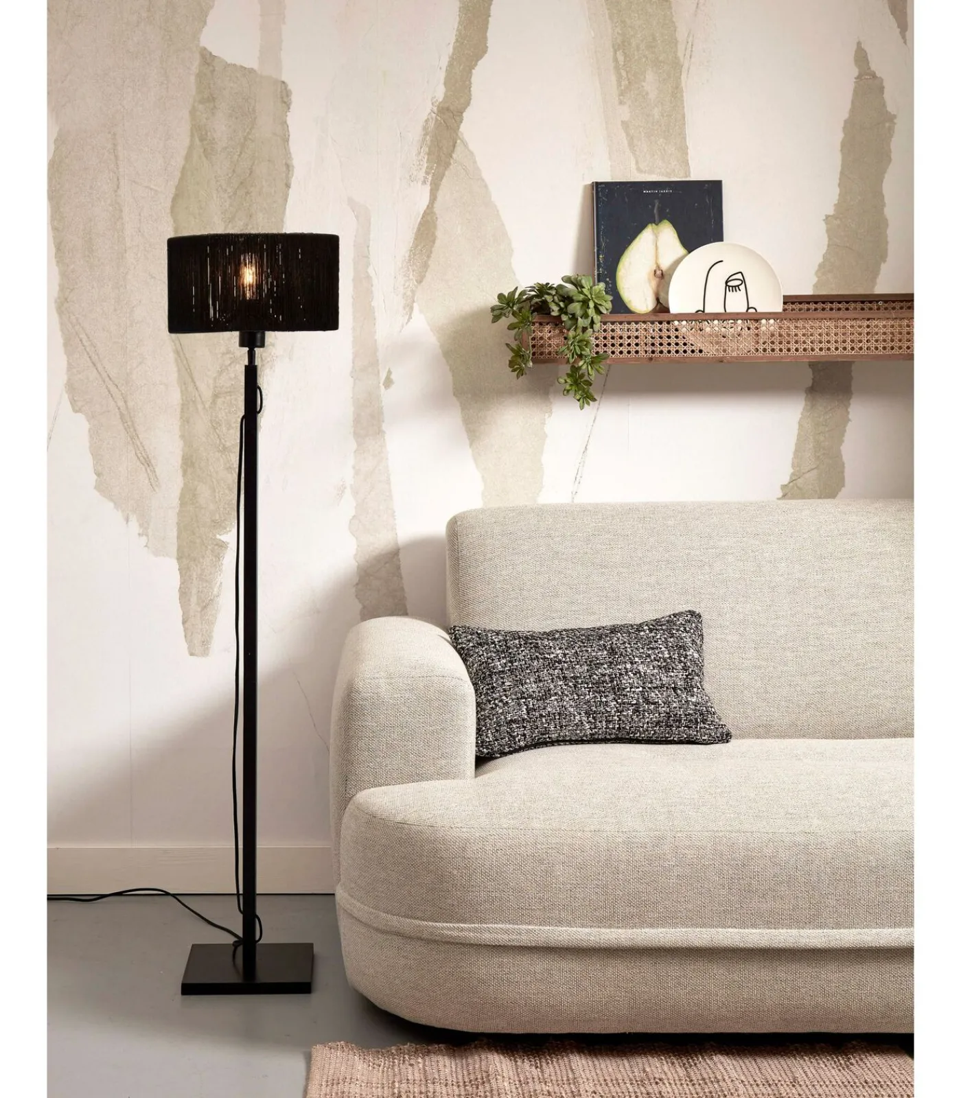 GOOD &MOJO Vloerlamp Iguazu - Bamboe/Jute Zwart - Ø30x126cm
