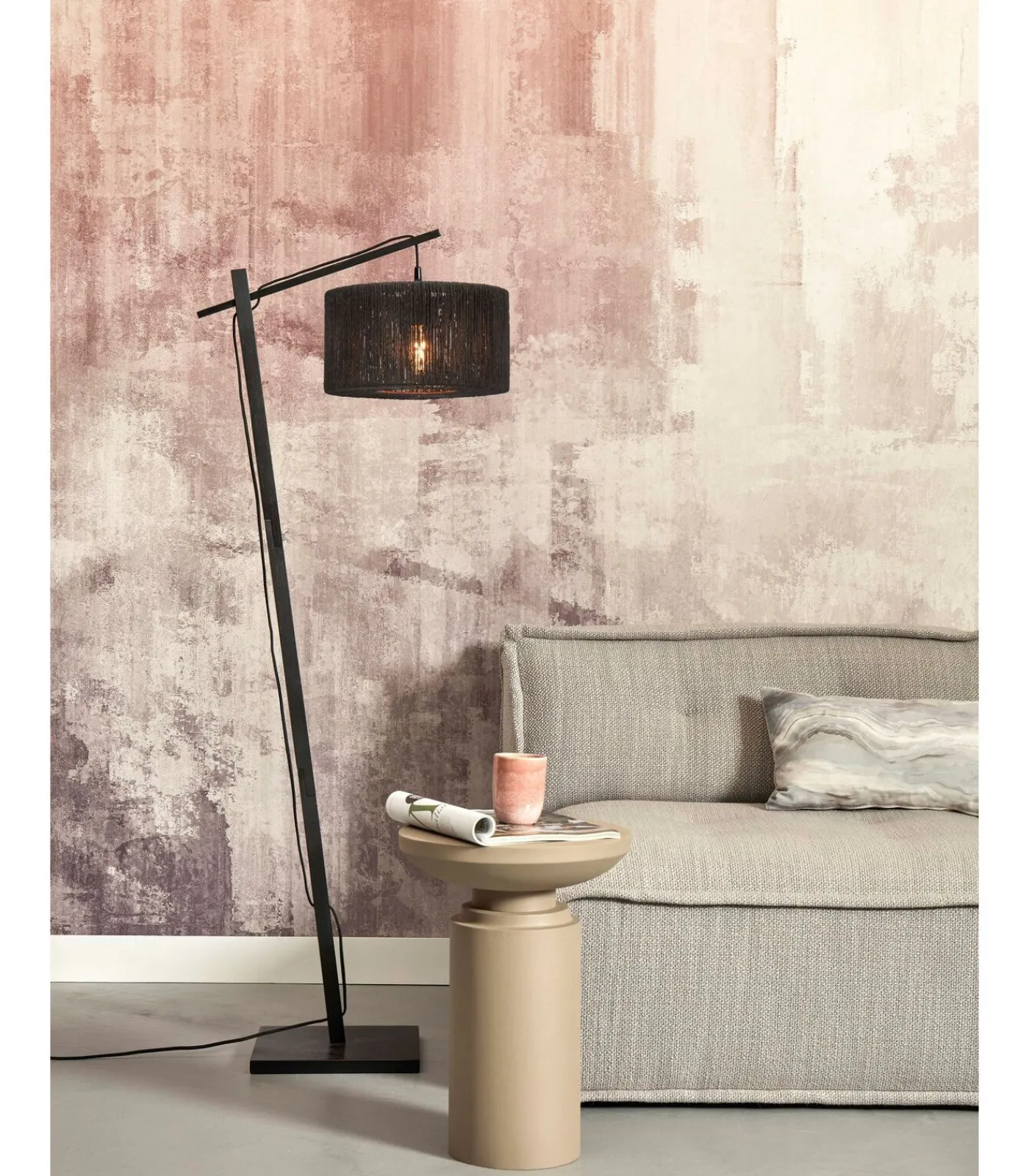 GOOD &MOJO Vloerlamp Iguazu - Bamboe/Jute Zwart - 57x31x150cm