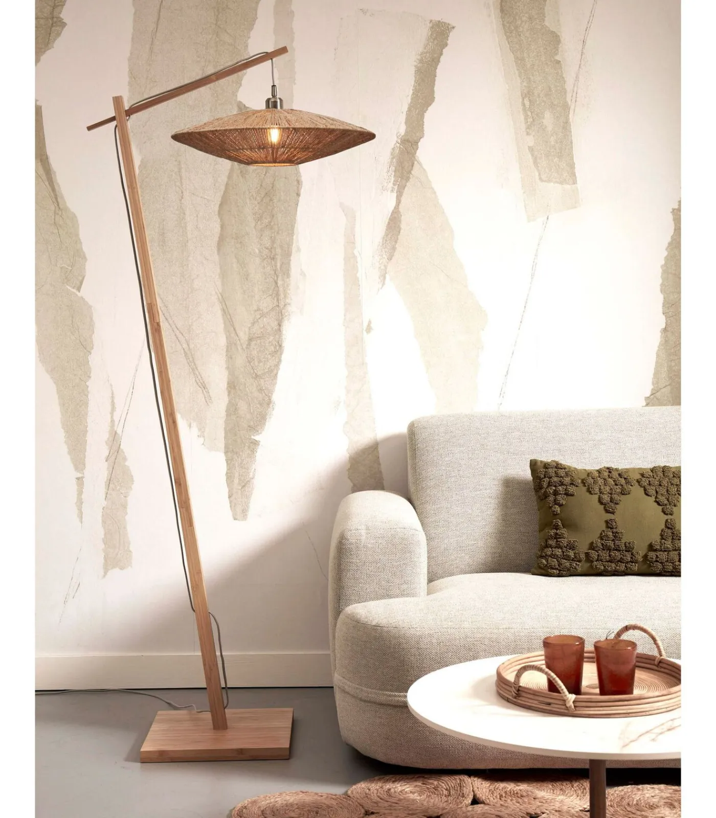 Hot Vloerlamp Iguazu - Bamboe/Jute - 78x55x176cm Vloerlampen
