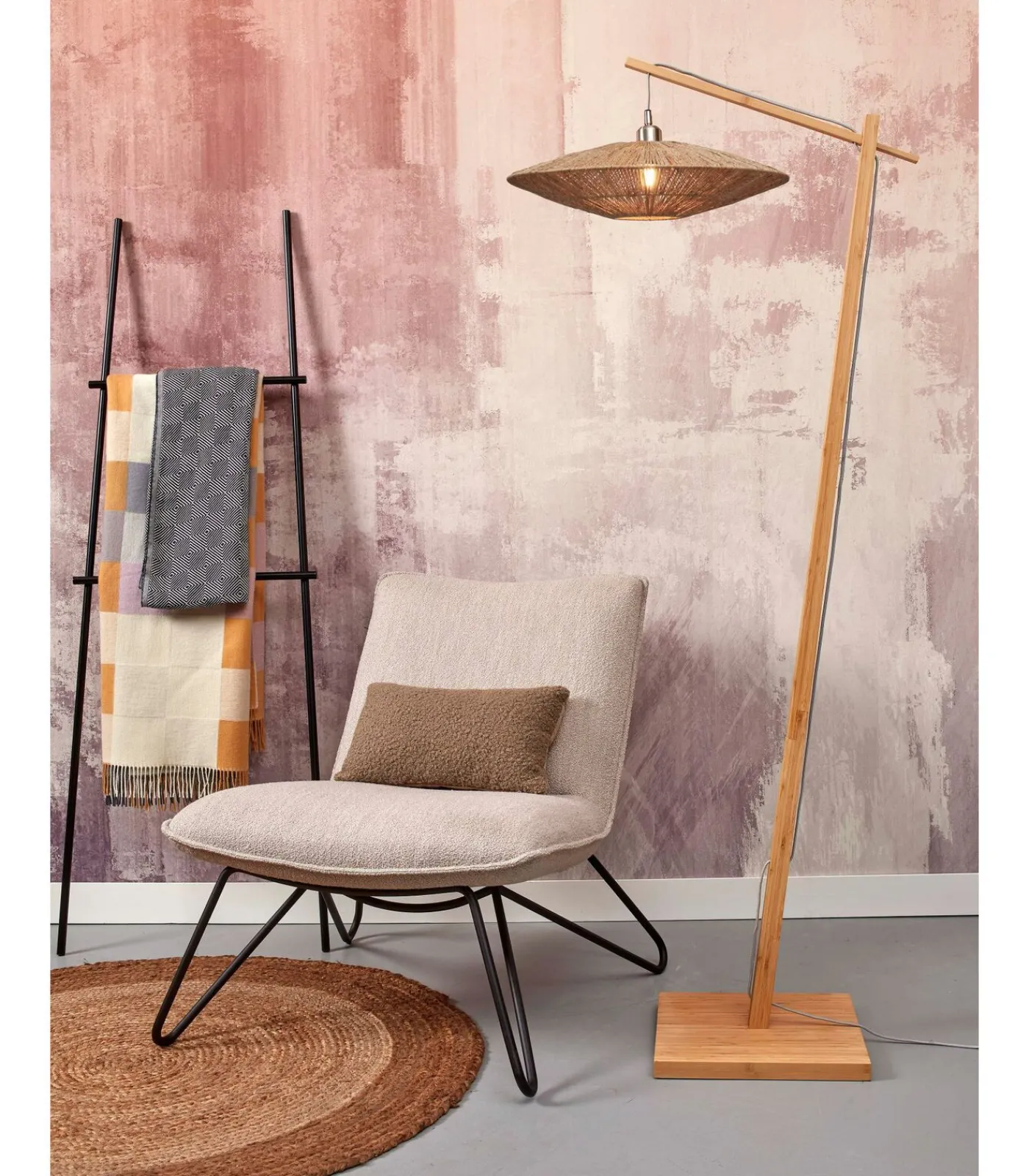 Hot Vloerlamp Iguazu - Bamboe/Jute - 78x55x176cm Vloerlampen