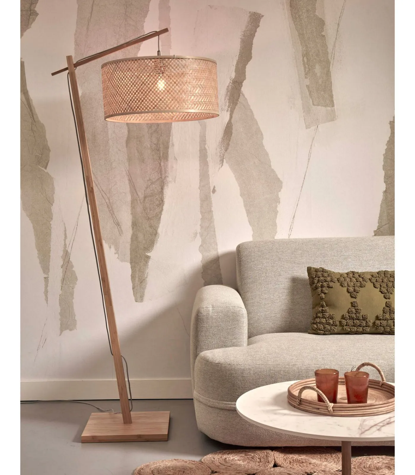Outlet Vloerlamp Java - Bamboe - 75x50x176cm Vloerlampen