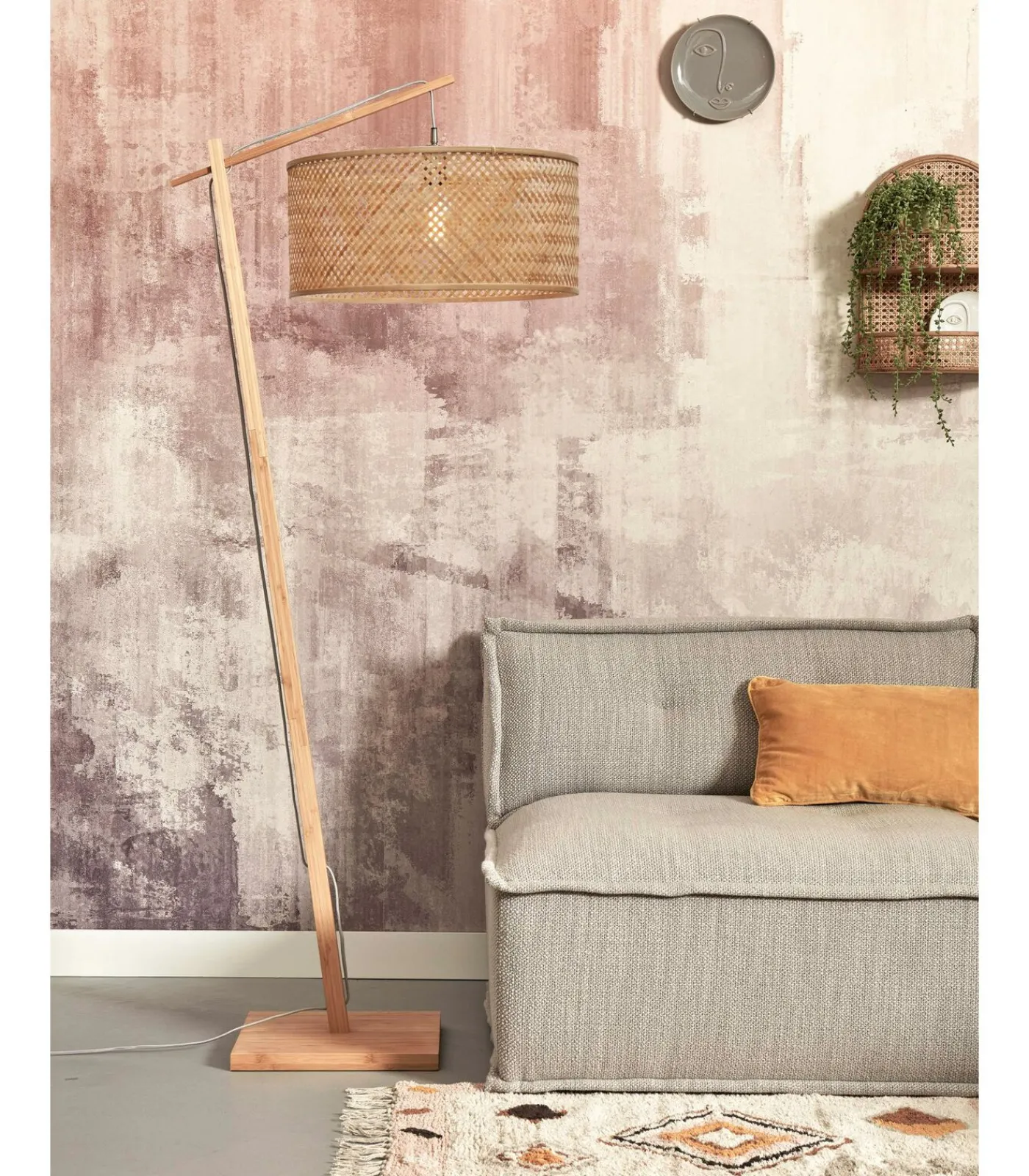 Outlet Vloerlamp Java - Bamboe - 75x50x176cm Vloerlampen