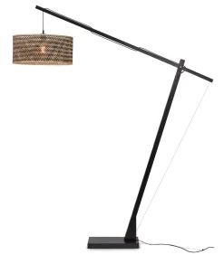 Outlet Vloerlamp Java - Bamboe Zwart/Naturel - 175x50x207cm Vloerlampen