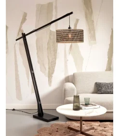 Outlet Vloerlamp Java - Bamboe Zwart/Naturel - 175x50x207cm Vloerlampen