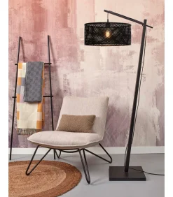 Vloerlamp Java - Bamboe Zwart - 75x50x176cm Vloerlampen