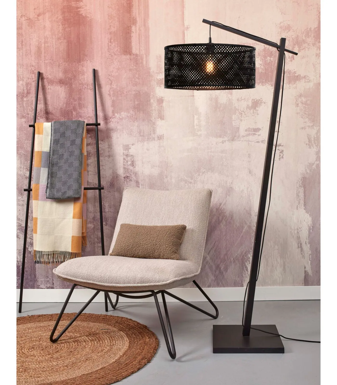 Vloerlamp Java - Bamboe Zwart - 75x50x176cm Vloerlampen