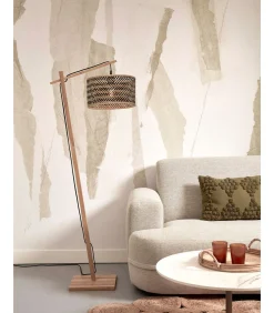Discount Vloerlamp Java - Bamboe/Zwart - 58x32x150cm Vloerlampen