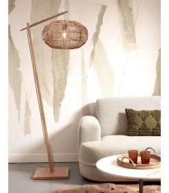 Best Vloerlamp Madeira - Bamboe/Rotan - 74x48x176cm Vloerlampen