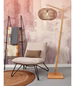 Best Vloerlamp Madeira - Bamboe/Rotan - 74x48x176cm Vloerlampen