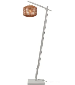 GOOD &MOJO Vloerlamp Tanami - Bamboe Wit/Rotan - 55x30x150cm