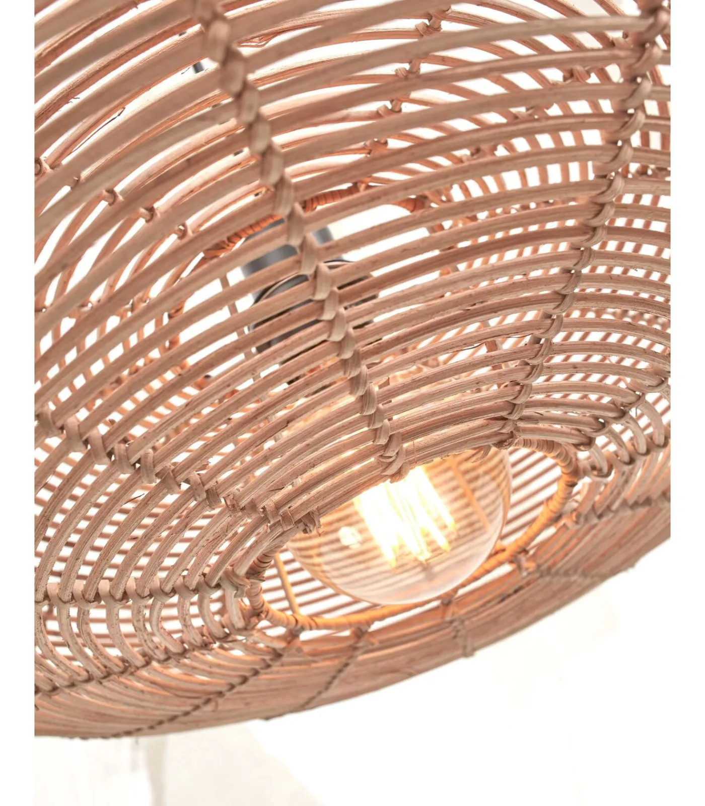 GOOD &MOJO Vloerlamp Tanami - Bamboe Wit/Rotan - 63x40x150cm