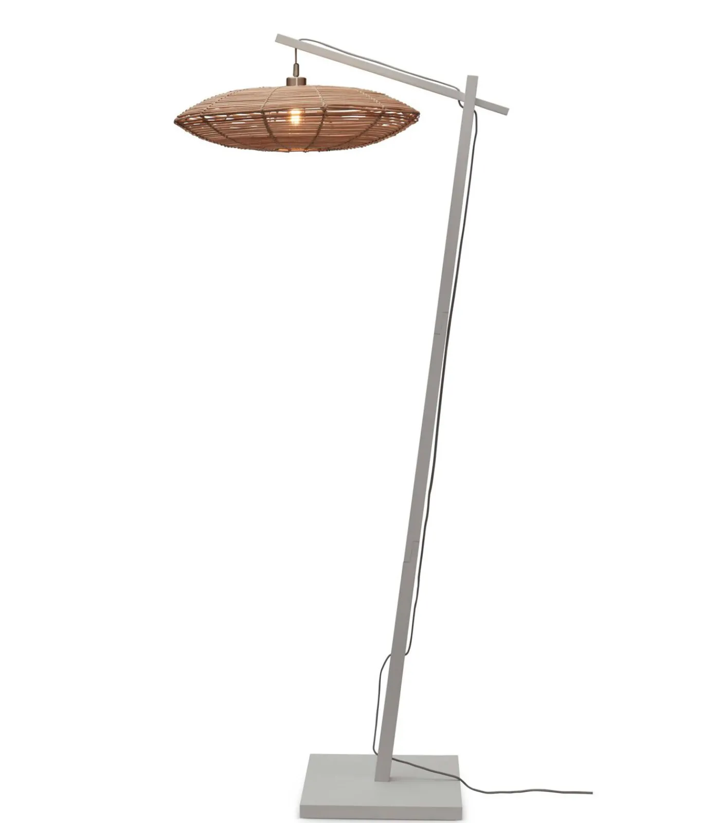 GOOD &MOJO Vloerlamp Tanami - Bamboe Wit/Rotan - 78x55x176cm