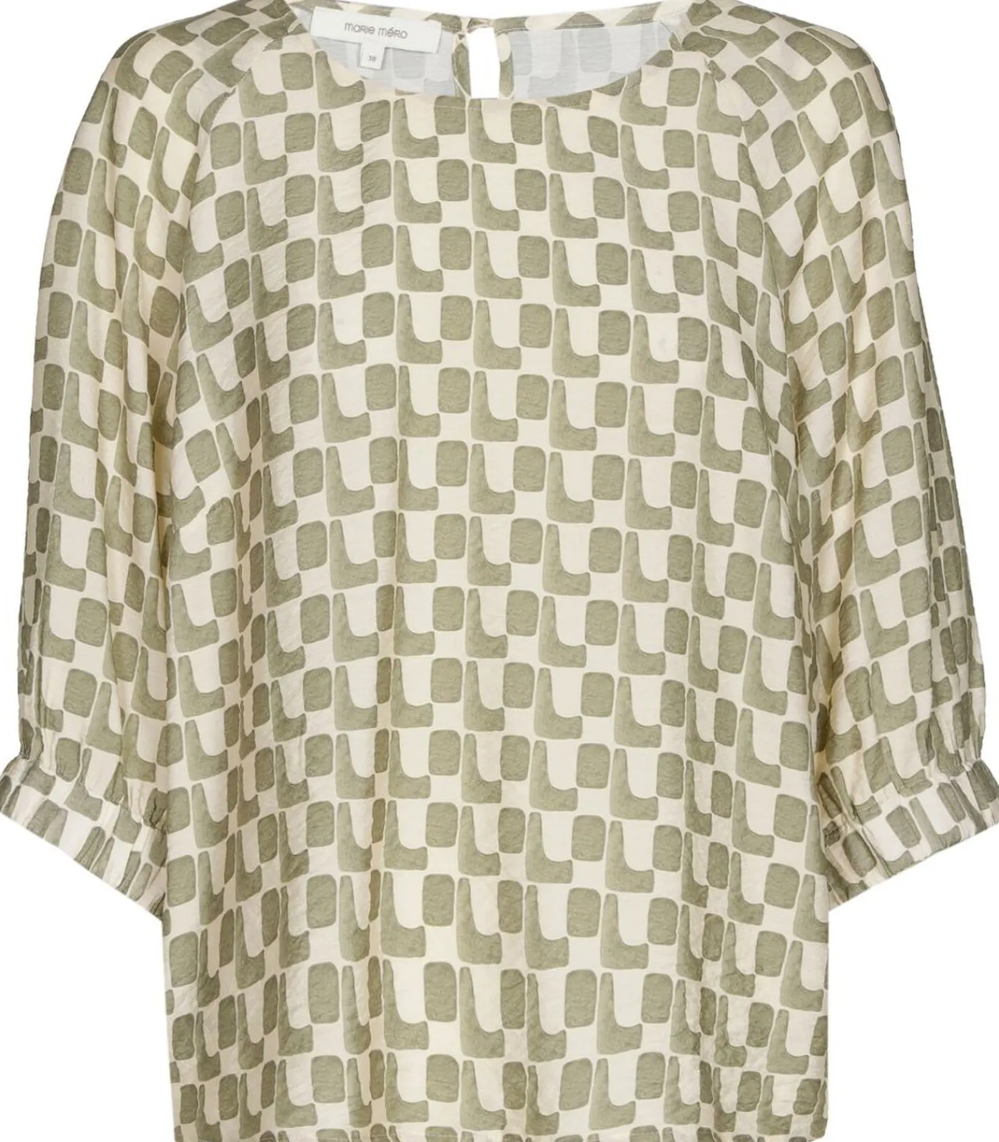 Best Vlot bloesje met print in olijfkleur en ecru DAMES Overhemden & Blouses