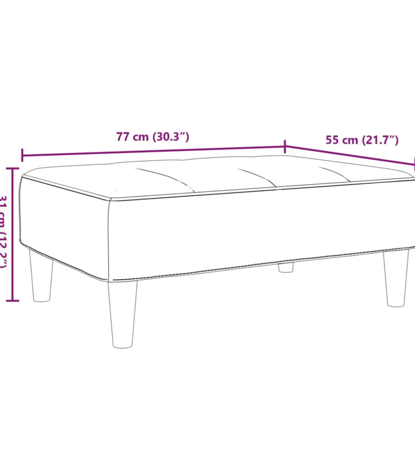 vidaXL Voetenbank 77x55x31 cm fluweel geel