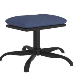 New Voetenbank 60x60x36 cm stof en kunstleer blauw Stoelen