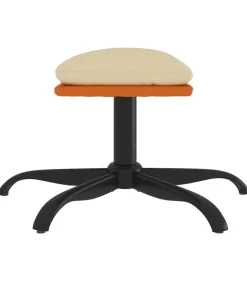 vidaXL Voetenbank 60x60x36 cm stof en kunstleer crèmekleurig