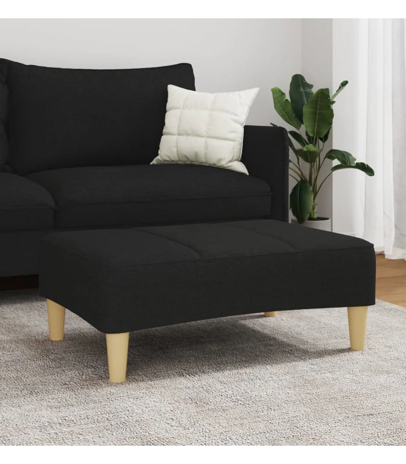 vidaXL Voetenbank 77x55x31 cm stof zwart