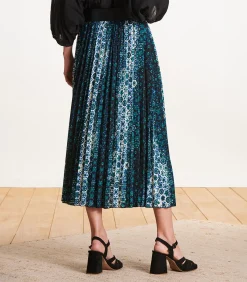 New Volledig geplooide midirok in petrolblauw DAMES Rokken