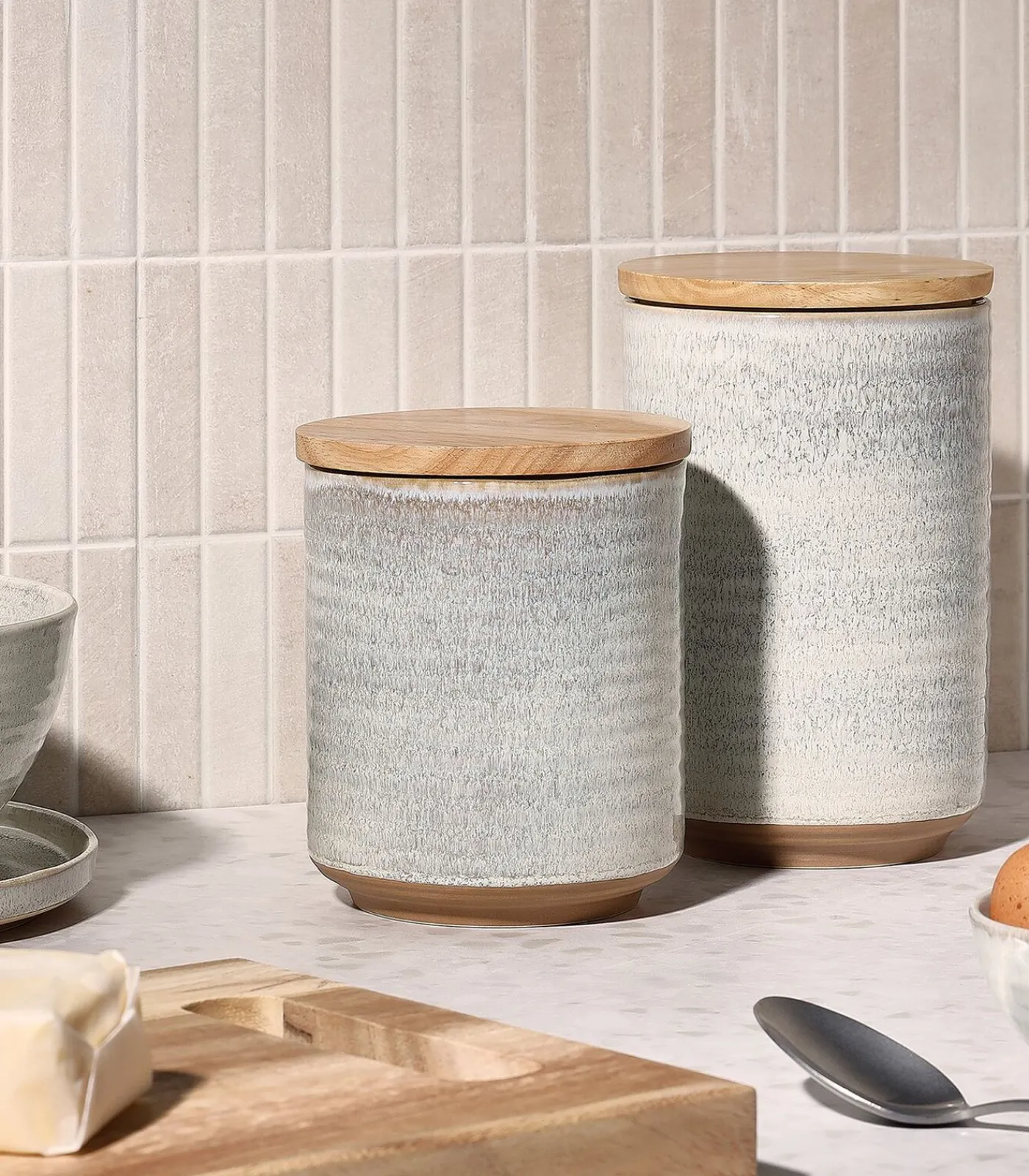 Outlet Voorraadpot 12,5xH15,5cm beige Cameo Keukenaccessoires