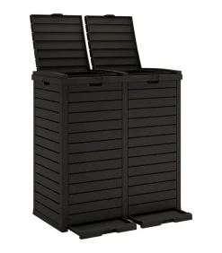 Vuilnisbak voor tuin 78x41x86 cm polypropeen zwart Manden En Bakken