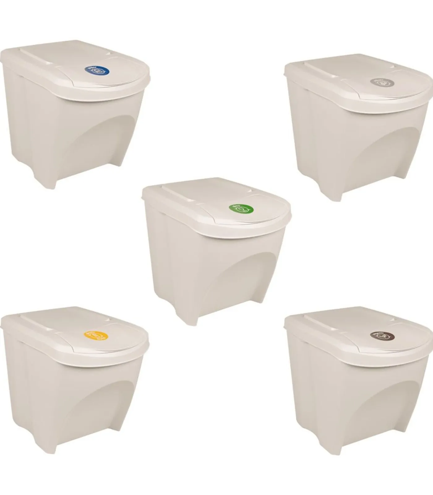 Clearance Vuilnisbakken 3 st stapelbaar 75 L polypropeen wit Manden En Bakken