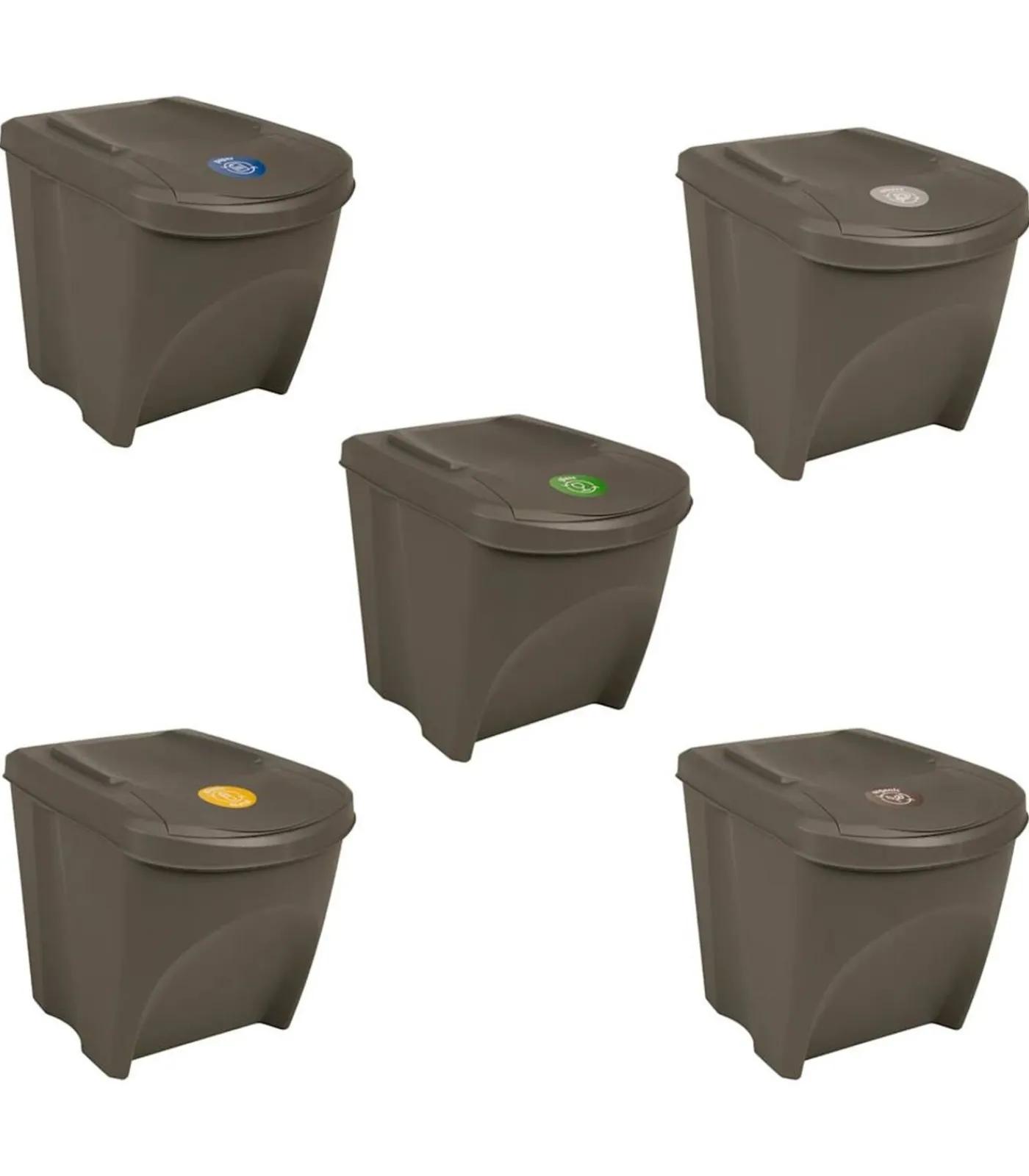 vidaXL Vuilnisbakken 3 st stapelbaar 75 L polypropeen grijs