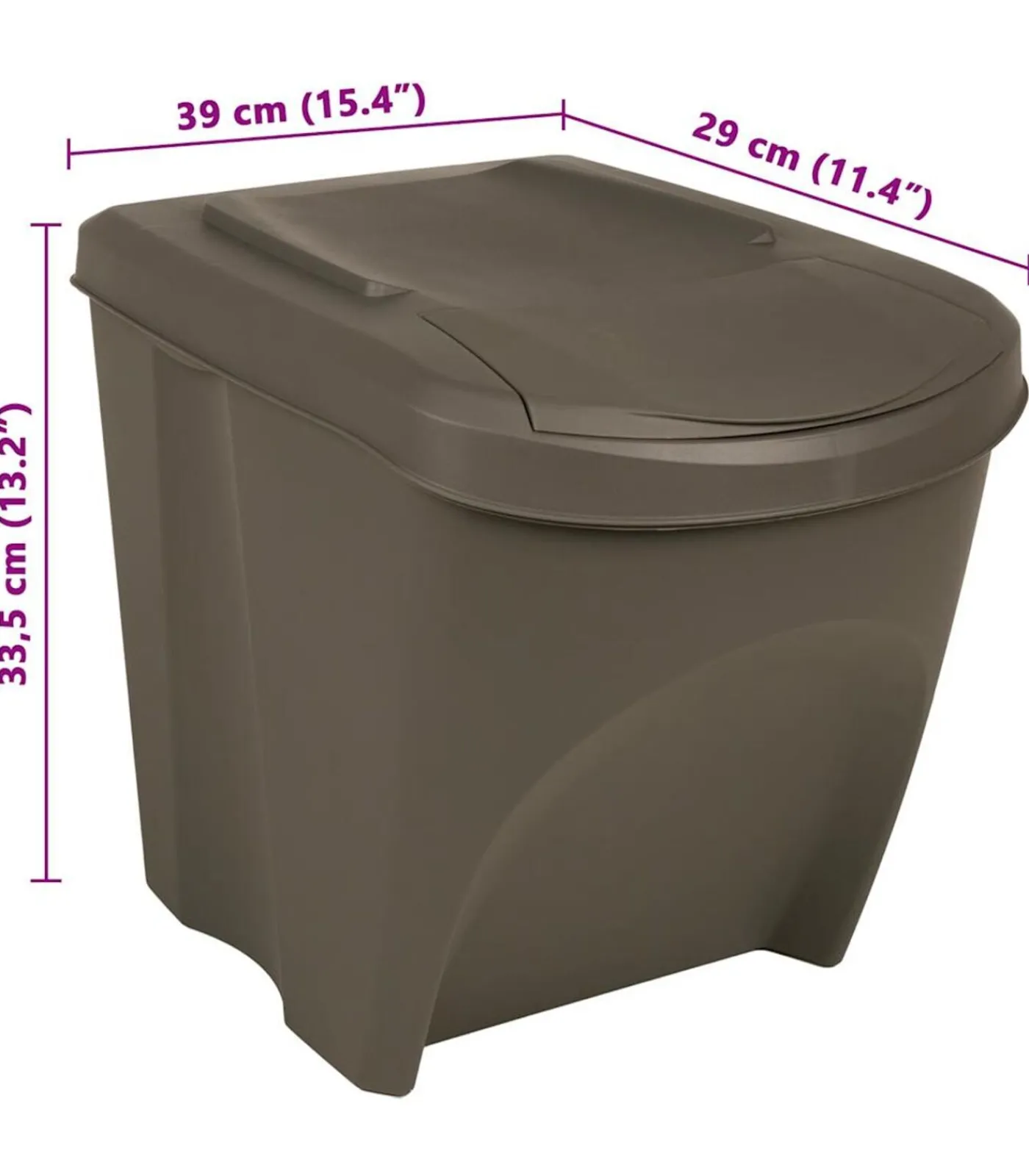 vidaXL Vuilnisbakken 3 st stapelbaar 75 L polypropeen grijs