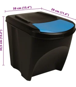 vidaXL Vuilnisbakken 3 st stapelbaar 75 L antracietkleurig