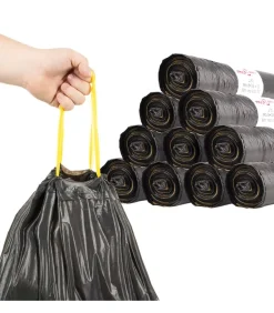 vidaXL Vuilniszakken met trekkoorden 150 st 240 l zwart
