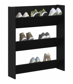 Online Wand Schoenkast 2 pcs Zwart eiken 80 x 18 x 90 cm Bewerkt hout Organiseren