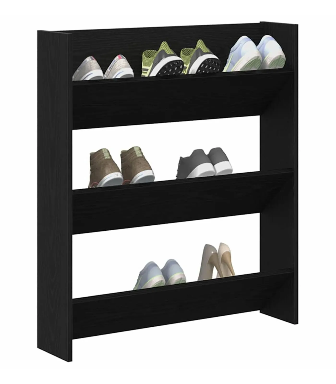 Online Wand Schoenkast 2 pcs Zwart eiken 80 x 18 x 90 cm Bewerkt hout Organiseren