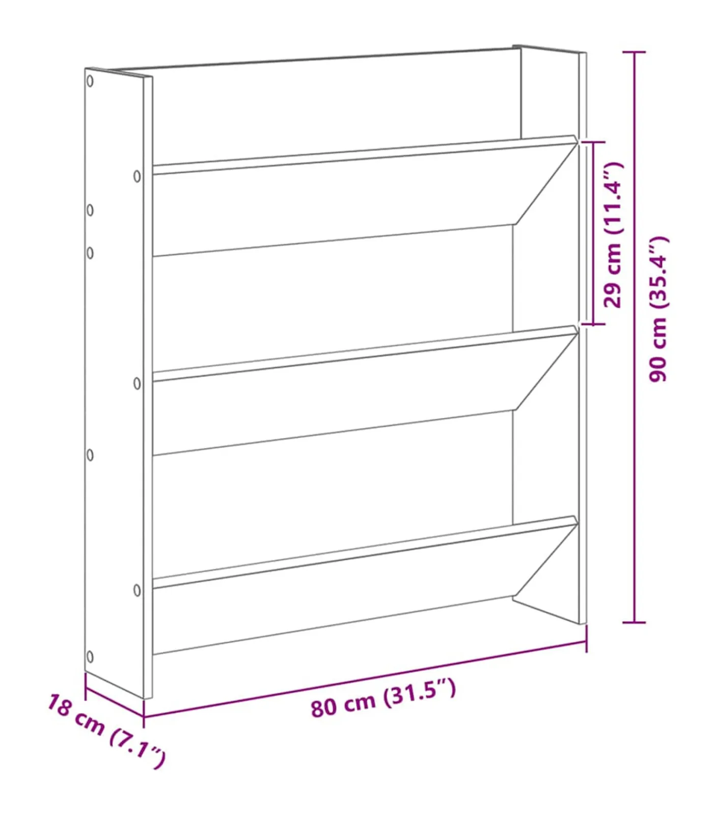 Online Wand Schoenkast 2 pcs Zwart eiken 80 x 18 x 90 cm Bewerkt hout Organiseren