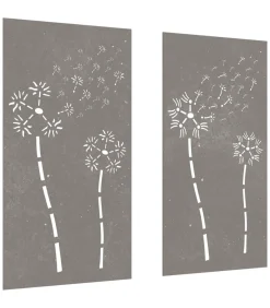 vidaXL Wanddecoratie tuin 2 st bloemenontwerp 105x55 cm cortenstaal