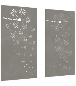 New Wanddecoratie tuin 2 st bloemenontwerp 105x55 cm cortenstaal Decoratie